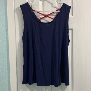 Charming Charlie Blue Tank with Red Crossback